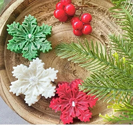 3 Adet Kar Tanesi Mum Yılbaşı Hediyelik Mum