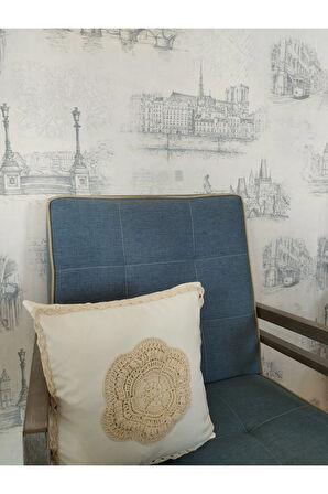 Örgü Motifli Yastık - Bej - Organik & El Yapımı