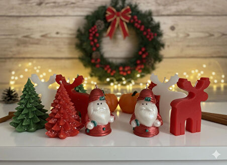 Yılbaşı Temalı 8’li Mum Seti – Dekoratif & Kokulu