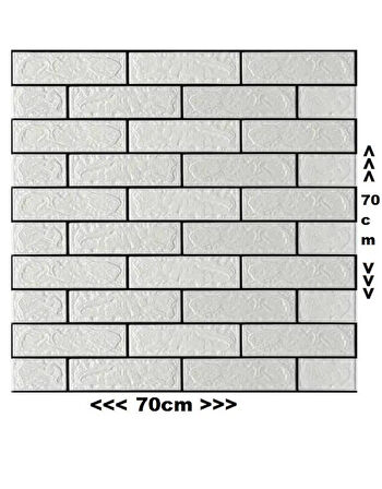 70x70cm 1 Adet Silinebilir Yapışkanlı Siyah Çizgili Beyaz Tuğla Desen Duvar Kağıdı Paneli NW148