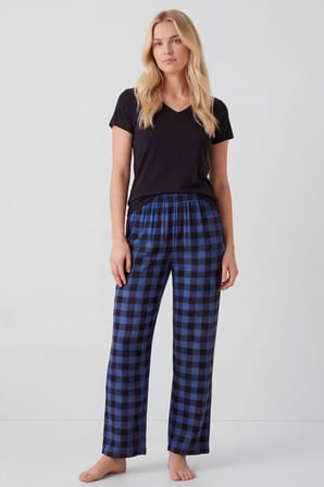 Türen Kadın Ekoseli Pijama Takımı T3618/Mavi
