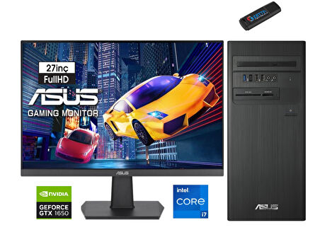 Asus S500TE-I7161TBB0D Intel I7-13700 16GB 256GB SSD 4GB/GTX1650 Freedos 27" Monitör Masaüstü Blgisayar K1S500TE-I7161TBB0D06+ZETTAUSBBELLEK
