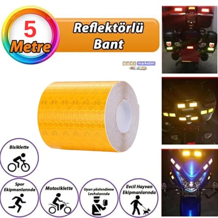 Evimdeyokyok Reflektif Bant Petekli Sarı 5 cm x 5 Metre