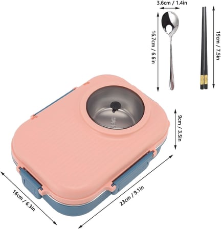 Vagonlife Beslenme Kutusu Paslanmaz Çelik - 1100 ml Sos (Yoğurt) Kaseli Yeni Nesil Lunch Box (Pembe)