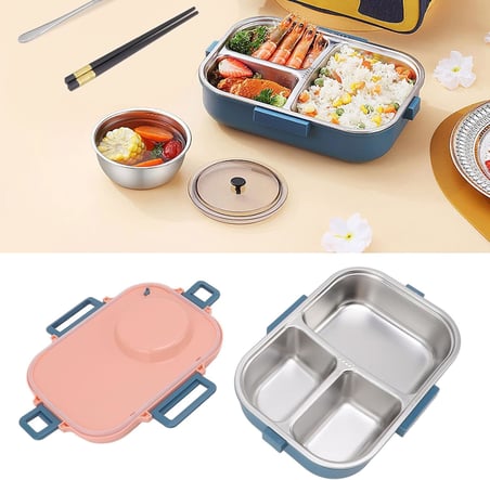 Vagonlife Beslenme Kutusu Paslanmaz Çelik - 1100 ml Sos (Yoğurt) Kaseli Yeni Nesil Lunch Box (Pembe)