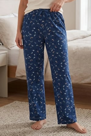 Kadın Viskon Pijama Altı Rahat Kesim Fiyonk Bağcıklı Bel