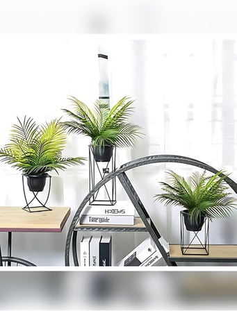 Yapay Çiçek Palmiye Demeti 9 Dallı Areka Yapay Bitki Salon Çiçeği 9 Yaprak 50cm Saksı Dahil Değildir