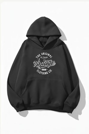 Unisex Yumuşak Dokulu Vintage Baskılı Tasarım Oversize 3 İplik Hoodie Sweatshirt
