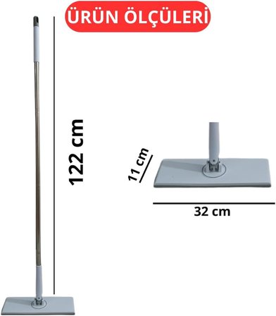Tembel Mop - Tüm Bezleri Kendi Alabilen Otomatik Mop, 360° Dönebilen, Kullan At Bezler İçin Pratik Mop