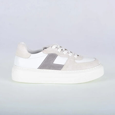 Beyaz Deri Kombin Kadın Sneaker