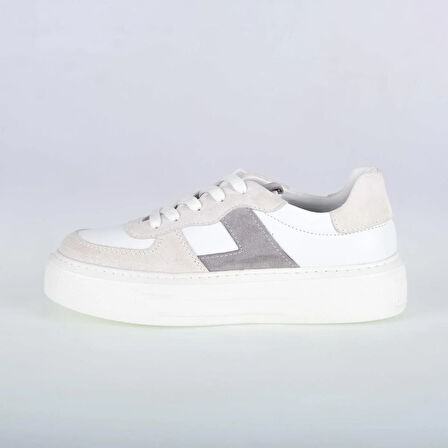 Beyaz Deri Kombin Kadın Sneaker