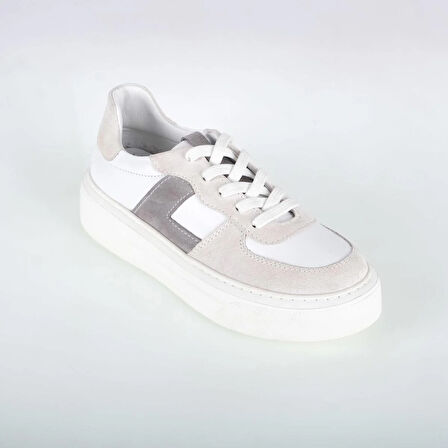 Beyaz Deri Kombin Kadın Sneaker