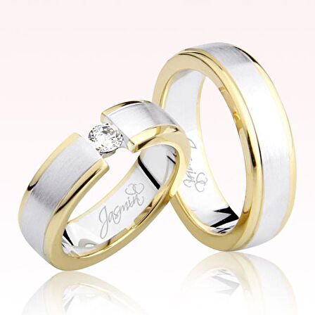 Beyaz Sarı Tektaş Altın Alyans 2004-3