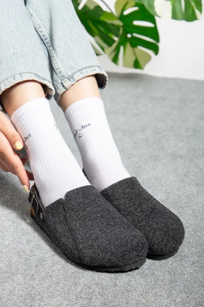 Kadın Mantar Taban Eva Kışlık Önü Kapalı Keçe Sabo Outdoor Günlük Rahat Ev Sandalet Flat Terlik