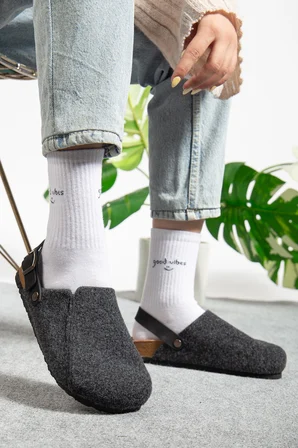 Kadın Mantar Taban Eva Kışlık Önü Kapalı Keçe Sabo Outdoor Günlük Rahat Ev Sandalet Flat Terlik