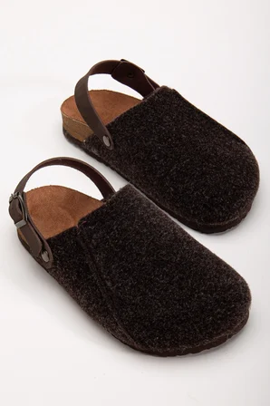 Kadın Mantar Taban Eva Kışlık Önü Kapalı Keçe Sabo Outdoor Günlük Rahat Ev Sandalet Flat Terlik