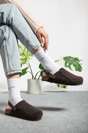 Kadın Mantar Taban Eva Kışlık Önü Kapalı Keçe Sabo Outdoor Günlük Rahat Ev Sandalet Flat Terlik