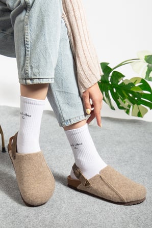 Kadın Mantar Taban Eva Kışlık Önü Kapalı Keçe Sabo Outdoor Günlük Rahat Ev Sandalet Flat Terlik