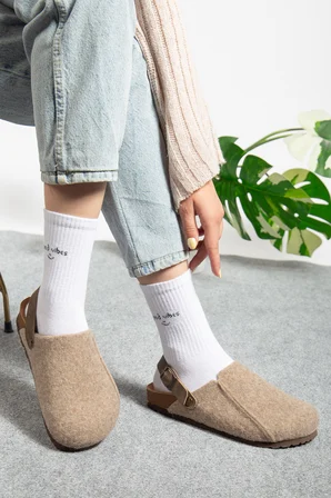 Kadın Mantar Taban Eva Kışlık Önü Kapalı Keçe Sabo Outdoor Günlük Rahat Ev Sandalet Flat Terlik