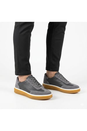 Hakiki Deri & Süet Detaylı Erkek Sneaker - Termo Taban Konforlu Günlük Ayakkabı 2004202600