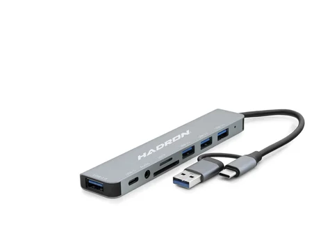 Usb 3.0 &amp; Type-C Hub Audio Kart Okuyucu 8 Port - Gri HDX7828