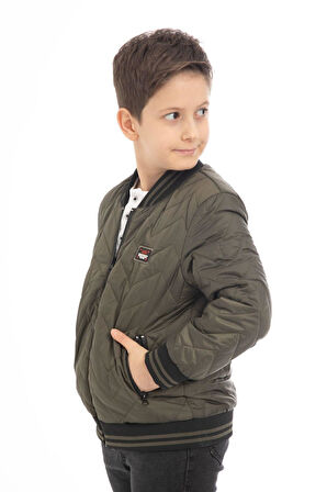 Erkek Çocuk Kolej Yaka Astarlı Su ve Rüzgar Geçirmez Fermuarlı Cep Mont Ceket