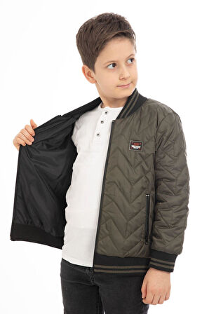 Erkek Çocuk Kolej Yaka Astarlı Su ve Rüzgar Geçirmez Fermuarlı Cep Mont Ceket