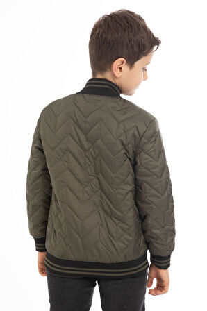 Erkek Çocuk Kolej Yaka Astarlı Su ve Rüzgar Geçirmez Fermuarlı Cep Mont Ceket