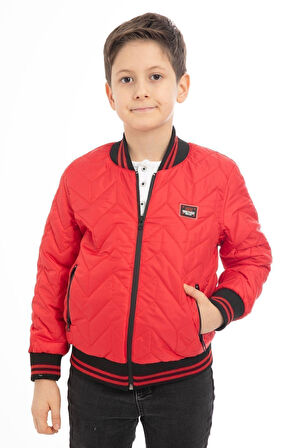 Erkek Çocuk Kolej Yaka Astarlı Su ve Rüzgar Geçirmez Fermuarlı Cep Mont Ceket