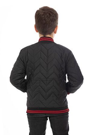 Erkek Çocuk Kolej Yaka Astarlı Su ve Rüzgar Geçirmez Fermuarlı Cep Mont Ceket