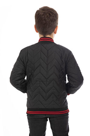 Erkek Çocuk Kolej Yaka Astarlı Su ve Rüzgar Geçirmez Fermuarlı Cep Mont Ceket