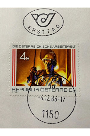 Österreich FDC Österreichische Arbeitswelt AVUSTURYA 1986 özel Pullu İlkgün Zarfı "Avusturya Çalışm