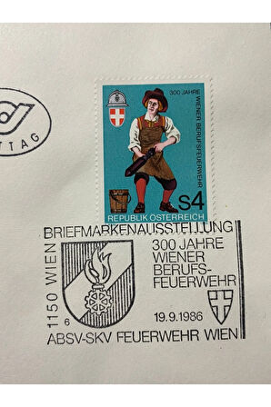 Österreich FDC AVUSTURYA İtfaiye Temalı 1986 Özel Pullu Özel Damgalı İlkgün Zarfı