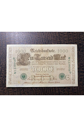 Almanya İmparatorluğu 1000 Mark Reichsbanknote Deutsches Reich 1910 ÇOK TEMİZ - ÇT (Very Fine VF)
