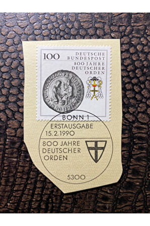 Almanya İlkgün Özel Damgalı Fragman Pul 800 Jarhe Deutscher Orden (Nişan) 1990 Bundespost