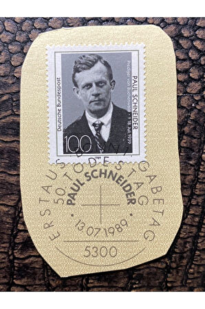 Almanya İlkgün Özel Damgalı Fragman Pul 50. Toddestag Paul Schneider 1989 Bonn