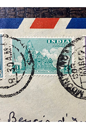 Hindistan'dan İsvicre Geneva'ya Uçak Postası Zarfı 1952 yılından BY AİRMAİL from İndia to Switzerl