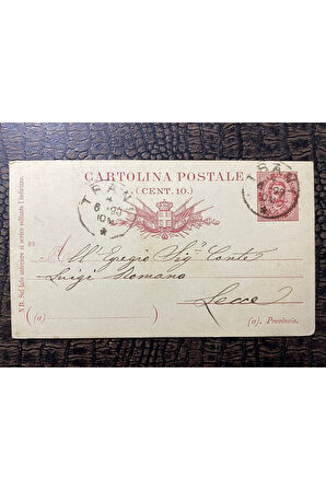 CARTOLİNA POSTALE İtalya'dan 1890 Yılında Postaya verilmiş Postakartı