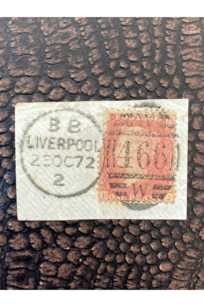 İngiltere Klasik Dönem 1872 Victoria Red Penny Pul Liverpool çıkışlı Damgalı (466) Fragman Nadir