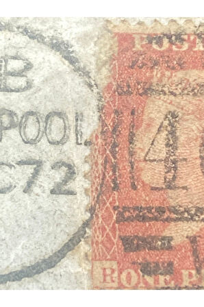 İngiltere Klasik Dönem 1872 Victoria Red Penny Pul Liverpool çıkışlı Damgalı (466) Fragman Nadir