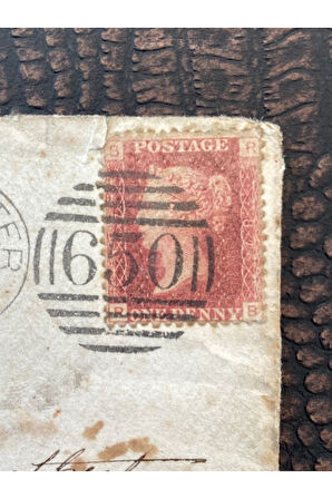 İngiltere Klasik Dönem 1864 Victoria Red Penny Pullu Zarf Rochester (650 Damgalı) çıkışlı Londra'ya