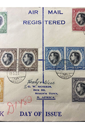 1937 Kraliyet Ziyareti İngiliz Sömürge İlk Gün Zarfı Tam Seri Pulları ve Özel Gün Damgalı Royal Vis