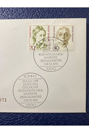 ALMANYA ÖZEL PULLU ve DAMGALI DEVAMLI SERİ ÜNLÜ KADINDLAR 1991 BONN FDC SERİ NO'LU