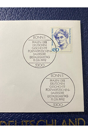 ALMANYA ÖZEL PULLU ve DAMGALI FDC DEVAMLI SERİ ÜNLÜ KADINDLAR 1991 BONN SERİ NO'LU