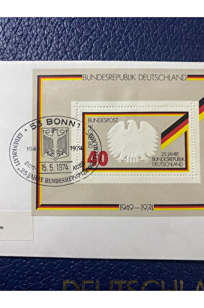 ALMANYA İLK GÜN DAMGALI ZARF 25 JAHRE BUNDESREPUBLİK DEUTSCHLAND BONN FDC DEUTSCHLAND BRD