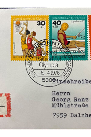 ALMANYA ÖZEL DAMGALI İLK GÜN ZARFI JUGEND TRAİNİERT FÜR EUROPA1976 ERSTAUSGABETAG DEUTSCHLAND BRD