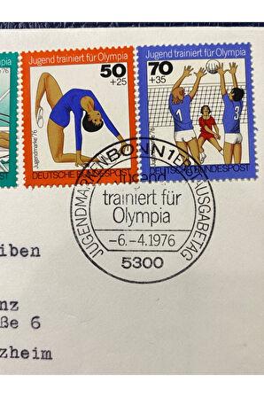 ALMANYA ÖZEL DAMGALI İLK GÜN ZARFI JUGEND TRAİNİERT FÜR EUROPA1976 ERSTAUSGABETAG DEUTSCHLAND BRD