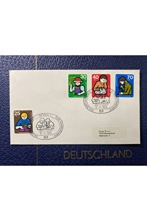 ALMANYA ÖZEL DAMGALI İLK GÜN ZARFI JUGENDMARKEN 1974 ERSTAUSGABETAG DEUTSCHLAND BRD