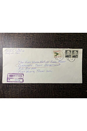 USA Amerikan Pullu 1965 Yılında Taahhütlü Postadan geçmiş varış damgalı boş Zarf US REGİSTERED MAİL