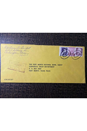 USA Amerikan Pullu 1971 Yılında Taahhütlü Postadan geçmiş varış damgalı boş Zarf US REGİSTERED MAİL